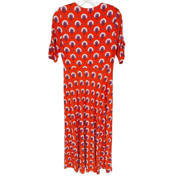Boden Rebecca Jersey Midi Tea Dress In Passion Geo Orange Size 6R Party Shower - Picture 12 of 15